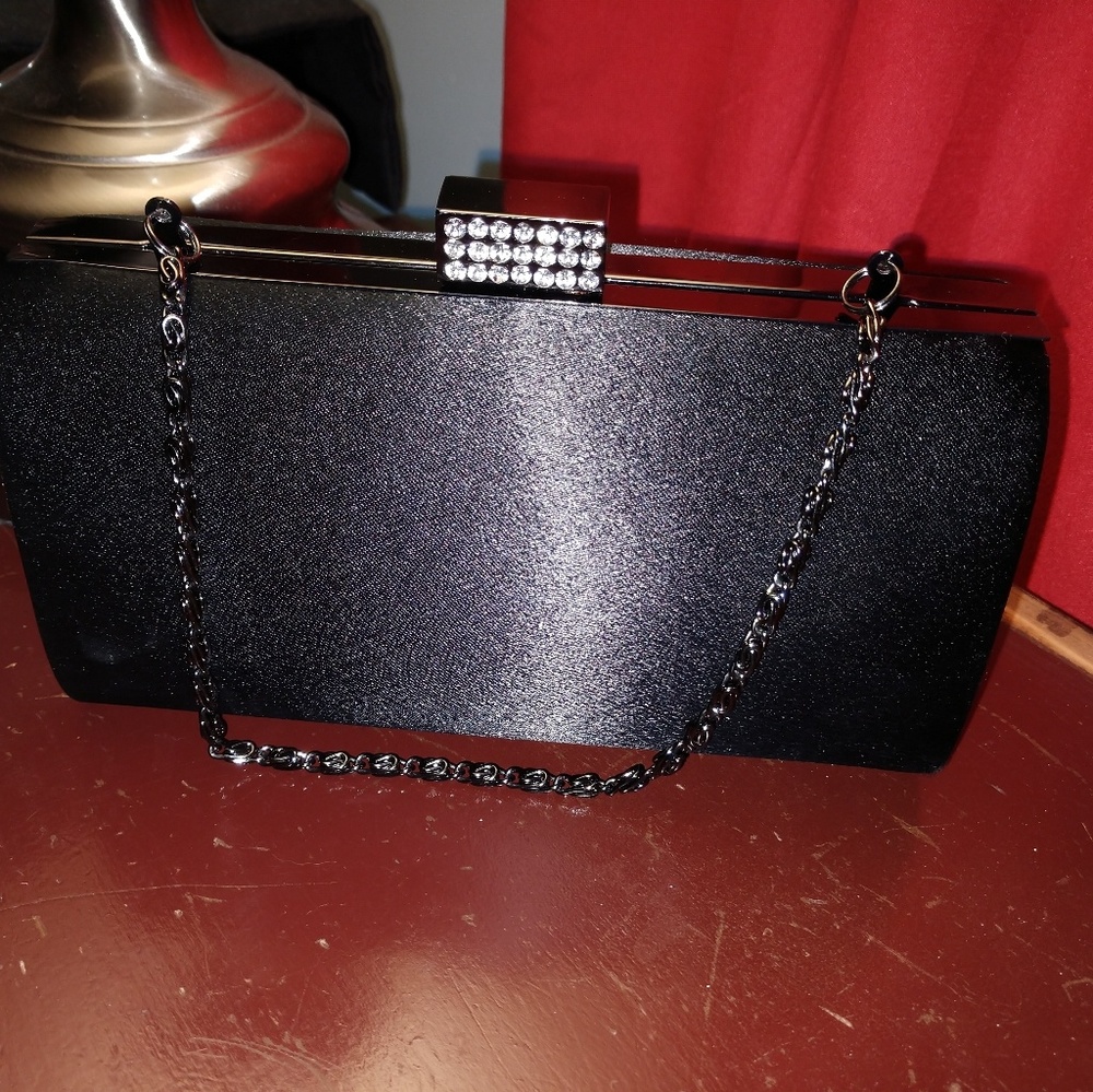 Like New Indeed Black Satin Clutch